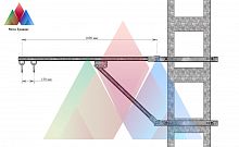 411307-ТМП-114-02 Узел подвески двух ВОК на металлических опорах гибких поперечин на кронштейне КВ-2 с кольцами